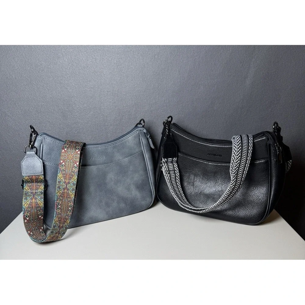 Set of 2 - APHISON Vegan Leather Crossbody Purse with Adjustable Crossbody Strap